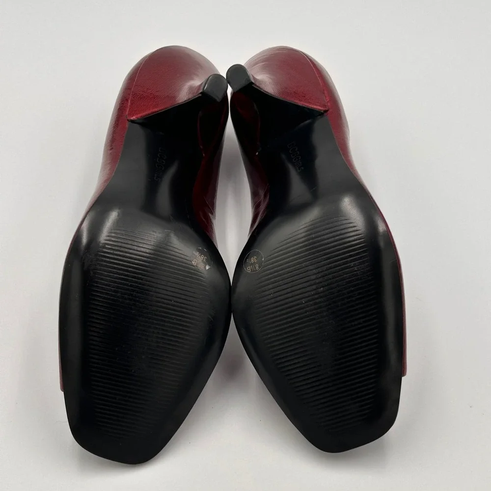 BCBGirls Patent Leather Peep Toe‎ Stiletto Heels Women's Size 8.5 Red